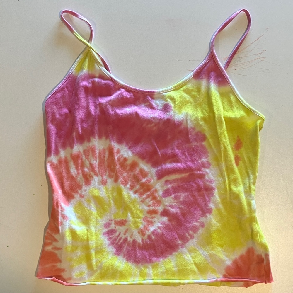 Forever 21 Tie-Dye cropped Spaghetti Strap Camisole - Pink, Yellow